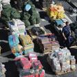 The US Coast Guard shows off cocaine and marijuana intercepted in more than a dozen separate raids in the Caribbean in October 2019