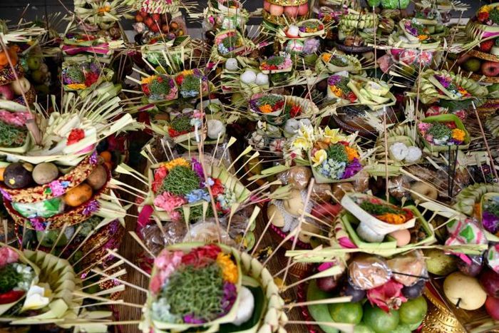 Prayer offerings for Bali's 'Day of Silence', an annual celebration that encourages introspection