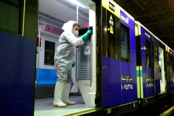 Workers are disinfecting buses and subway trains in Iran where more than a dozen people have died from the coronavirus outbreak. Duration: 00:43