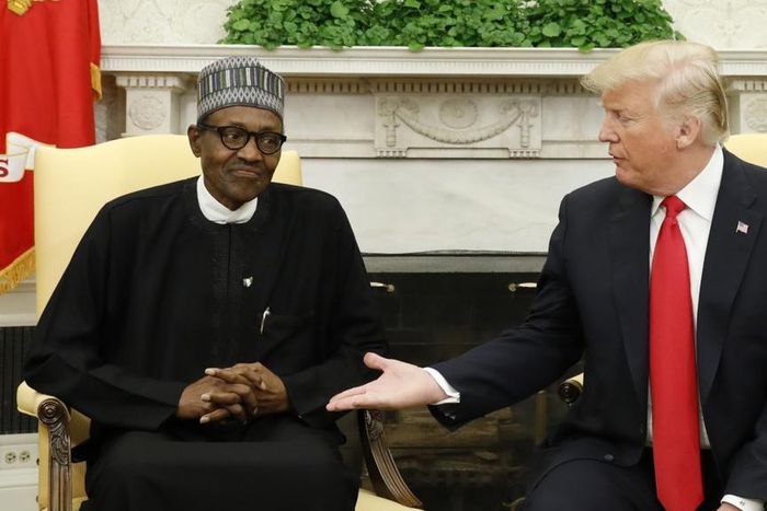 U.S. President Donald Trump with President Muhammadu Buhari in the White House on April 30, 2018. (Kevin Lamarque/Reuters)