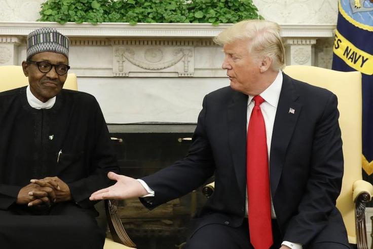 U.S. President Donald Trump with President Muhammadu Buhari in the White House on April 30, 2018. (Kevin Lamarque/Reuters)