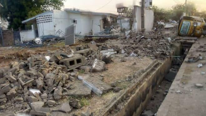 Bukola Saraki's political home known as Ile Arugbo has been demolished by Kwara Stte government. (Legit)