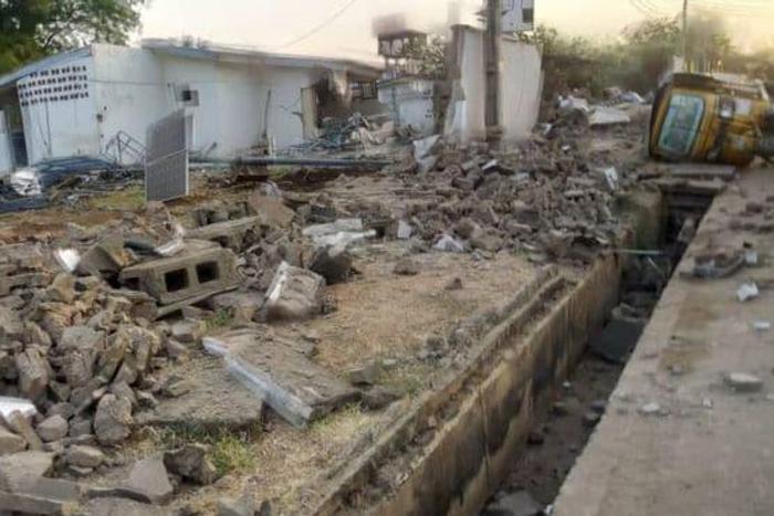 Bukola Saraki's political home known as Ile Arugbo has been demolished by Kwara Stte government. (Legit)