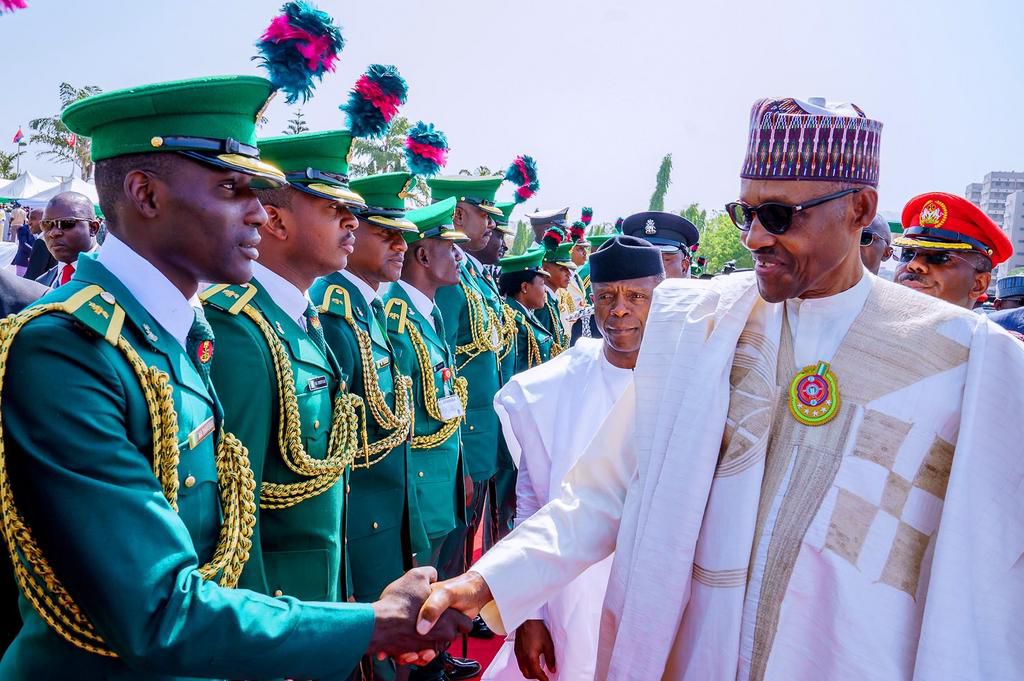 President Muhammadu Buhari presides over 2020 Wreath Laying ceremony for fallen Heroes. [Twitter/@BashirAhmaad]