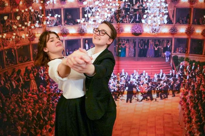 Sophie Grau (R) and her dance partner Iris Klopfer will make history at the Opera Ball