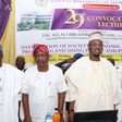 L-R: Prof. Abdullahi Bala, Vice Chancellor, Federal University of Technology, Minna (FUTM), Niger State; Prof. Femi Odekunle, Pro-Chancellor/Chairman, FUTM Council; Dr. Isa Pantami, Hon. Minister of Communications and Digital Economy;  and Prof. Umar D...