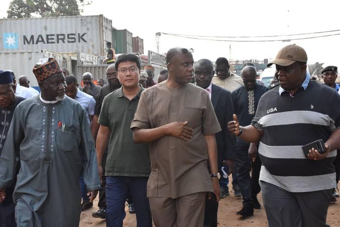 From Left, Chairman Board Of Directors Nigerian Railway Corporation, Malam Ibrahim Al-Hassan Musa, Project Manager, CCECC, Mr Li Depeng, Minister Of Transportation, Rotimi Amaechi And Managing Director Nigerian Railway Corporation,Mr Fidet Okhiria duri...