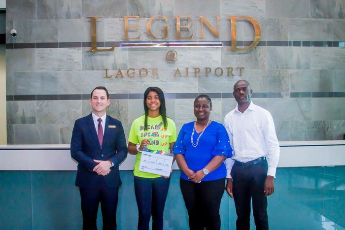 L-R: Operations Manager, Legend Hotel, Mr. Ashley Smit; American girl education advocate & film maker, Ms. Zuriel Oduwole; Sales Manager, Legend Hotel, Mrs. Funmi Philip-Adewunmi and National Fund Devt & Communication Coordinator, SOS Children's Villag...
