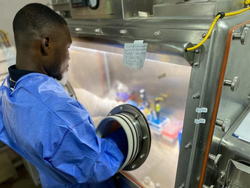 A lab technician testing for coronavirus in Nigeria [NCDC]