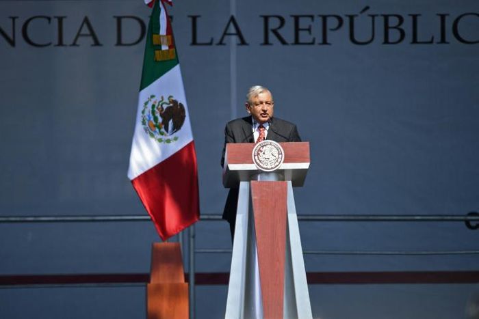Mexican President Andres Manuel Lopez Obrador, pictured in December 2019, has offered 4,000 jobs to migrants in a caravan