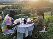 Mr Eazi and Temi Otedola eating lunch in Italy [Zumi.ng]
