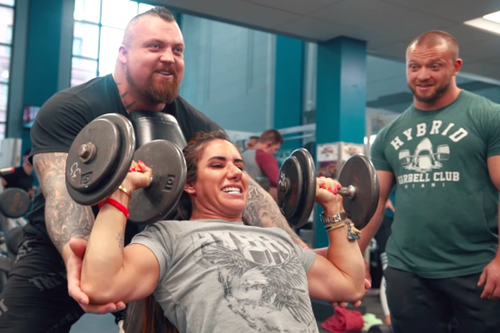 Eddie Hall and Stefi Cohen Battle It Out in Gym