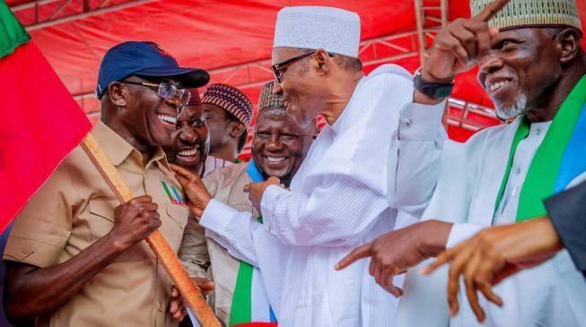 President Muhammadu Buhari has heaped praises on the National Chairman of the All Progressive Congress Comrade Adams Oshiomhole for his purposeful and tenacious leadership [adelove]