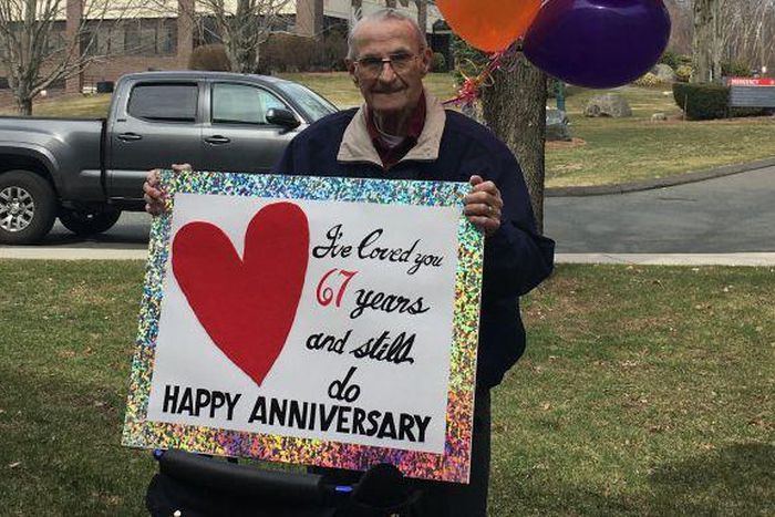 Man Celebrates Anniversary Outside Nursing Home