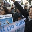 Moroccan human rights activists protest in the capital Rabat against what they say is a campaign of repression against social media users