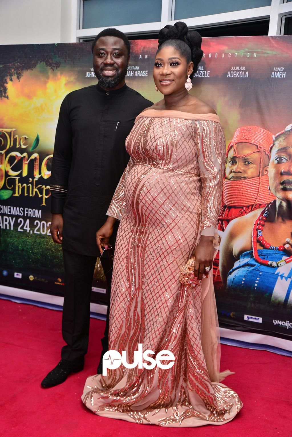 Mercy Johnson and her husband, Prince Odi Okojie at the movie premiere [PULSE]