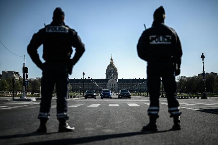 Paris police officers are carrying out checks of drivers as part of France's nationwide coronavirus lockdown.