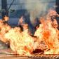 Protestors set fires outside the Vina del Mar music festival in Chile on February 23, 2020