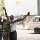 A military personnel frisks a Lagos state government official in Victoria Island on Tuesday, February 25, 2020 (Lagos state govt)