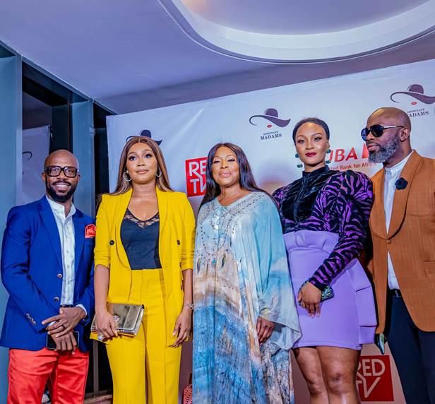 l-r: Executive Director, Urban Vision Akins Akinkugbe; Actress, Tana Adelana; Chief Executive Officer, Ebony Life, Mo Abudu; Actress, Osas Ighodaro; Executive Producer/CEO, Urban Vision, Tola Odunsi, during the Premiere of REDTV Series, Assistant Madam...