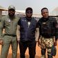 Enyinna Nwigwe, Paul Apel Papel and Femi Jacobs on the set of 'Eagle Wings the Nigerian Air Force Story'