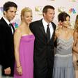 "Friends" stars David Schwimmer, Lisa Kudrow, Matthew Perry, Courteney Cox, Jennifer Aniston and Matt LeBlanc pose at the Emmy Awards on September 22, 2002