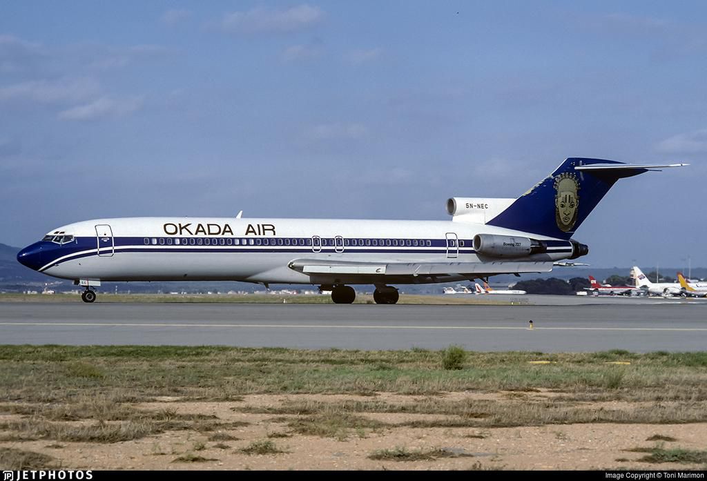 One of the planes (Boeing 727-230) belonging to Okada Airlines [JetPhotos]
