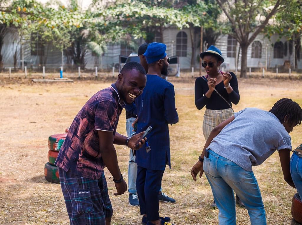 Jude Idada, Founding Partners of the Creators Lab, Enare Ejim, Ochiwu Fidel and Meshach Jonathan, Members of Aspirer Thespians, alongside other young Nigerians at the ANISZA's LOVE PARK event on Valentine's Day in Abuja, February 14th 2020