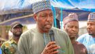 Borno state Governor, Babagana Umara Zulum said ‘I try to resist shading tears while distributing relief materials to IDPs’. [Twitter/@ProfZulum]