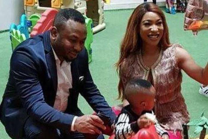 Olakunle Churchill, Tonto Dikeh and son King-Andre (LIB)