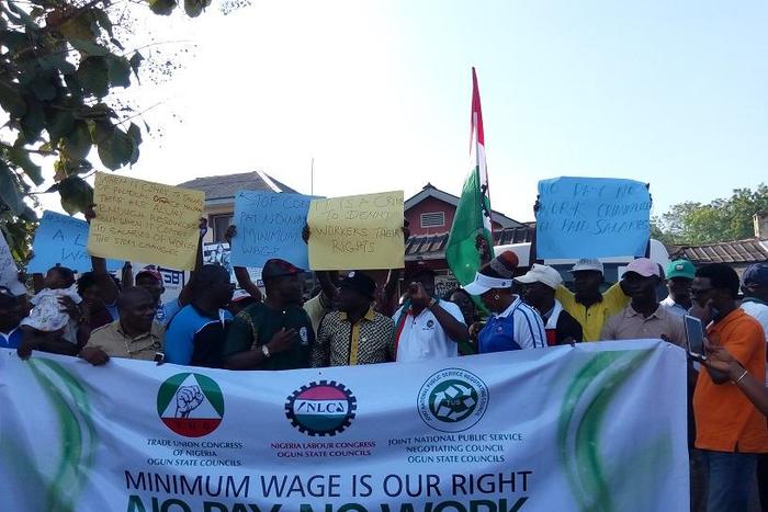 Labour unions protest over minimum wage (HallaNaija Blog)