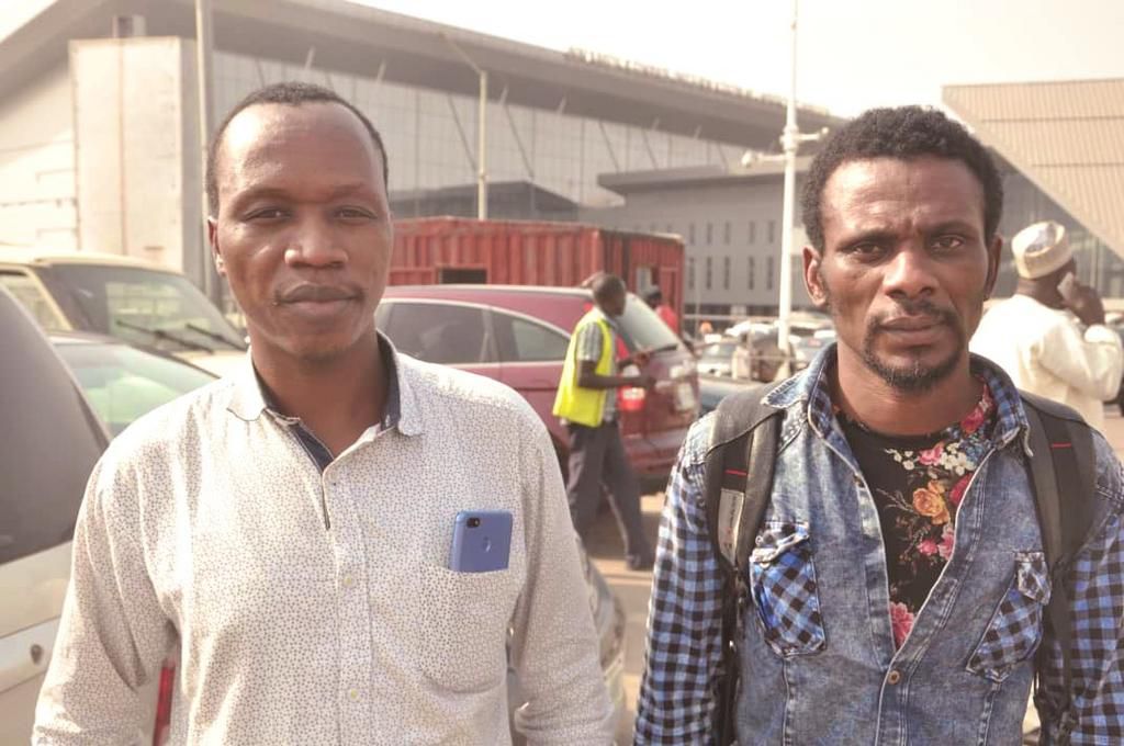 Adams John and Victor Obialu were stranded in Kenya. (NIDCOM)