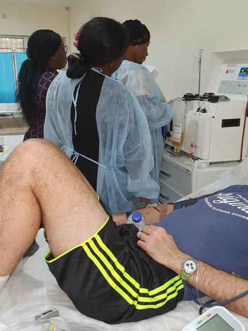 The Italian was tested for a second time before he was allowed to leave the isolation ward (Twitter: @jidesanwoolu)