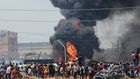 Fire explosion rocks Abule Ado area of Lagos on Sunday morning. (Punch)