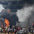 Fire explosion rocks Abule Ado area of Lagos on Sunday morning. (Punch)