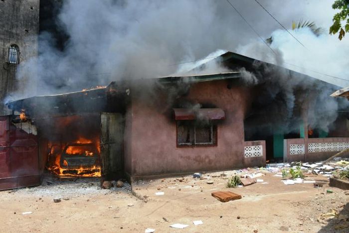 Schools, houses and a police station were targetted during the unrest