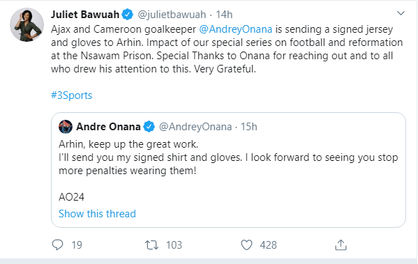 Tweet from Andre Onana