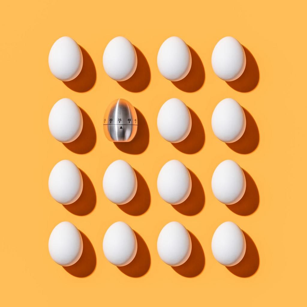 Egg Shaped Timer among White Eggs