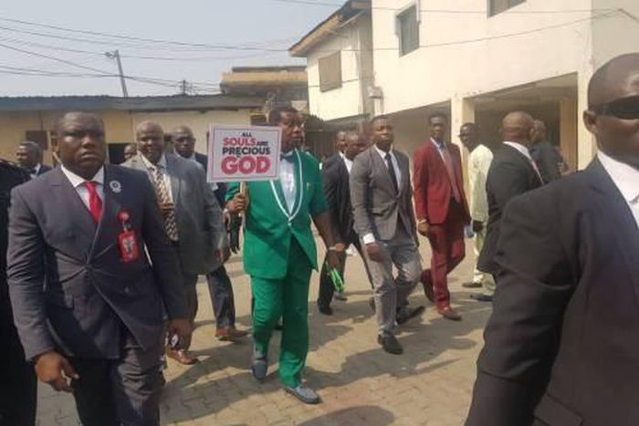 Pastor Enoch Adeboye and church members protesting against killings and insecurity in Nigeria on Sunday, February 2, 2020. (Saharareporters)