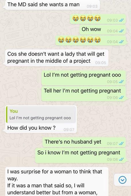 Lady rants after her job interview is cancelled because she might get pregnant on the job