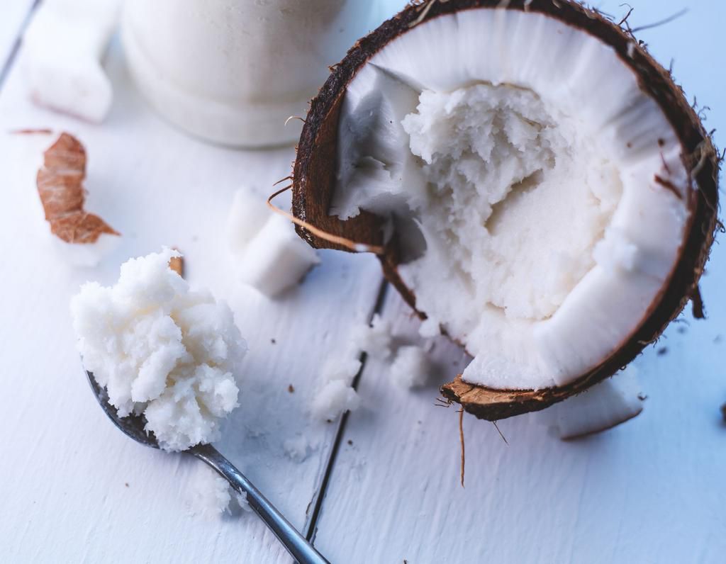 Set of natural coconut products for spa treatment, cosmetic or food ingredients