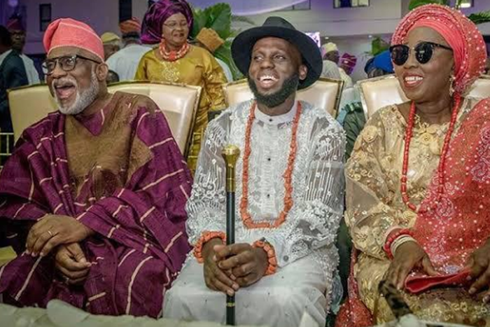 Ondo State first family: (Left) Governor Rotimi Akeredolu, his son, Babajide Akeredolu (Middle) and the First Lady, Mrs Betty Akeredolu.  (TheCable)
