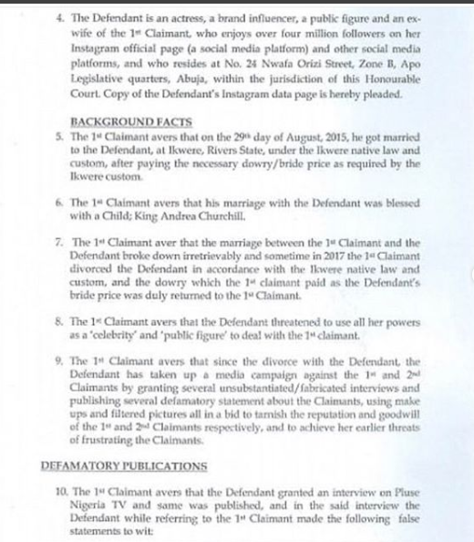Tonto Dikeh has been sued by her ex-husband, Churchill Olakunle to the tune of N500M over malicious statements made against him in her famous YouTube video in 2019. [LindaIkeji]
