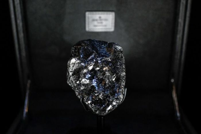 This picture taken on January 21, 2020, shows the world's second- biggest rough diamond named "Sewelo" displayed at Place Vendome's Louis Vuitton luxury shop in Paris.