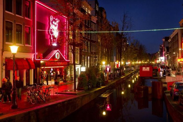 Amsterdam is looking at moving part of its famed red light district (pictured 2011) to an indoor complex that could include a bed and breakfast for prostitutes as well as a sex club, sex theatre and cafes