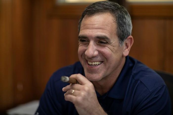 Padron boss Jorge Padron pauses between puffs during an interview with AFP at his factory in Esteli in January