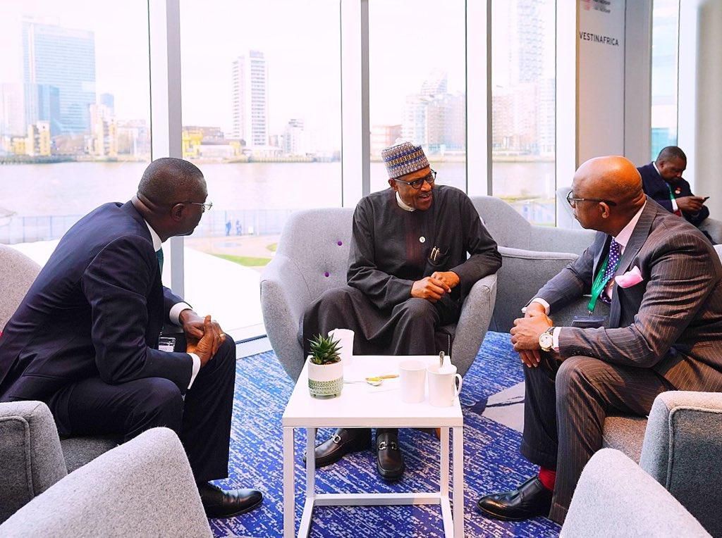 President Muhammadu Buhari; Lagos state governor Babajide Sanwo-Olu and Ogun state governor, Dapo Abiodun. [Twitter/MBuhari]
