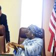 Stuart Symington, who has been appointed as the US special envoy on South Sudan, stands behind two Nigerian ministers in 2017 when he was ambassador to Abuja