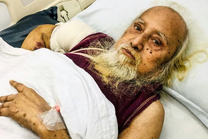 Former businessman Habibur Rahman in a hospital bed in Sylhet, Bangladesh. The septuagenarian has reunited with his family following a 48-year absence after a video was posted on Facebook