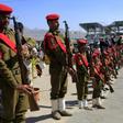 Members of the Huthi rebels military police parade in the streets of the capital Sanaa on January 8, 2020